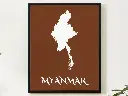 Myanmar Wall Art Map Print Minimalist Style