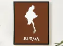 Burma Wall Art Map Print Minimalist Style