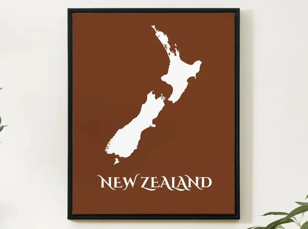 New Zealand Wall Art Map Print Minimalist Style