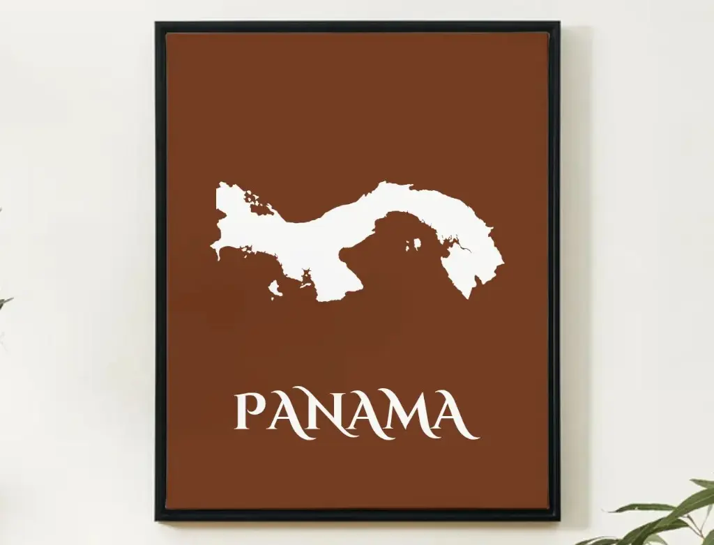 Panama Wall Art Map Print Minimalist Style