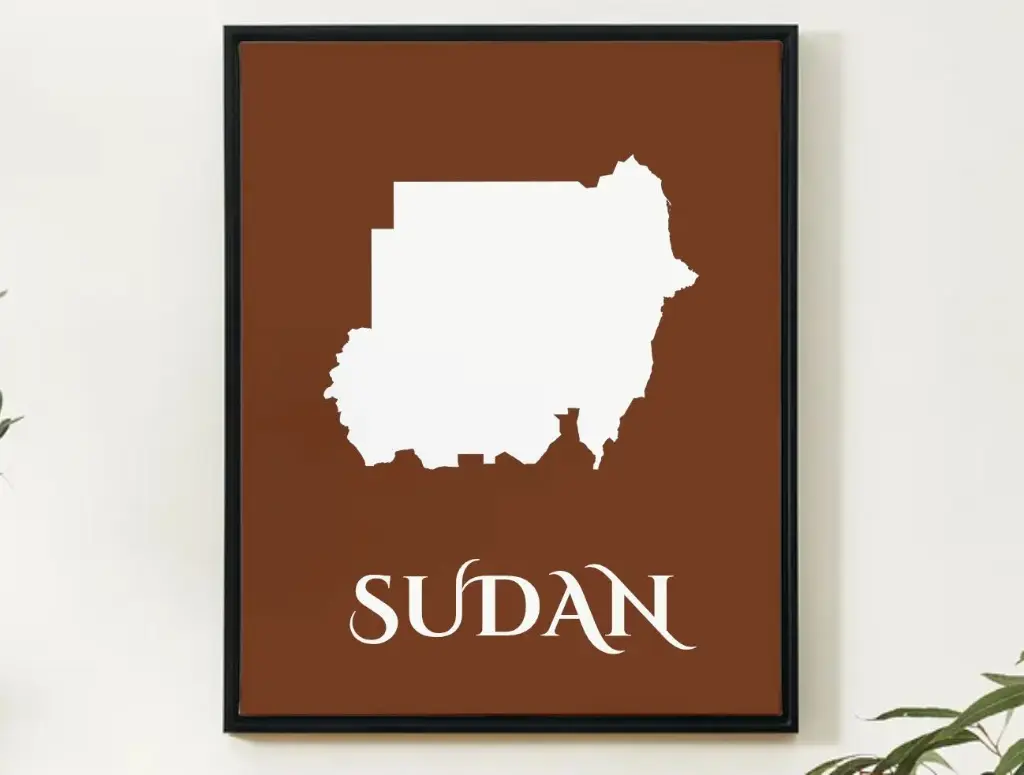 Sudan Wall Art Map Print Minimalist Style