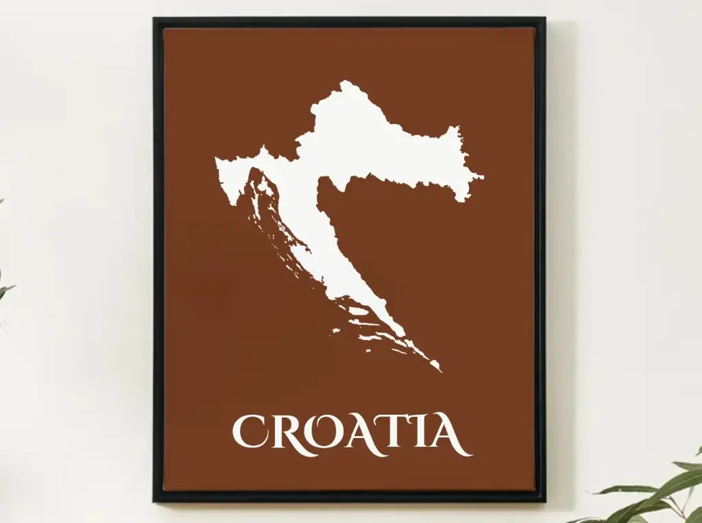 Croatia Wall Art Map Print Minimalist Style