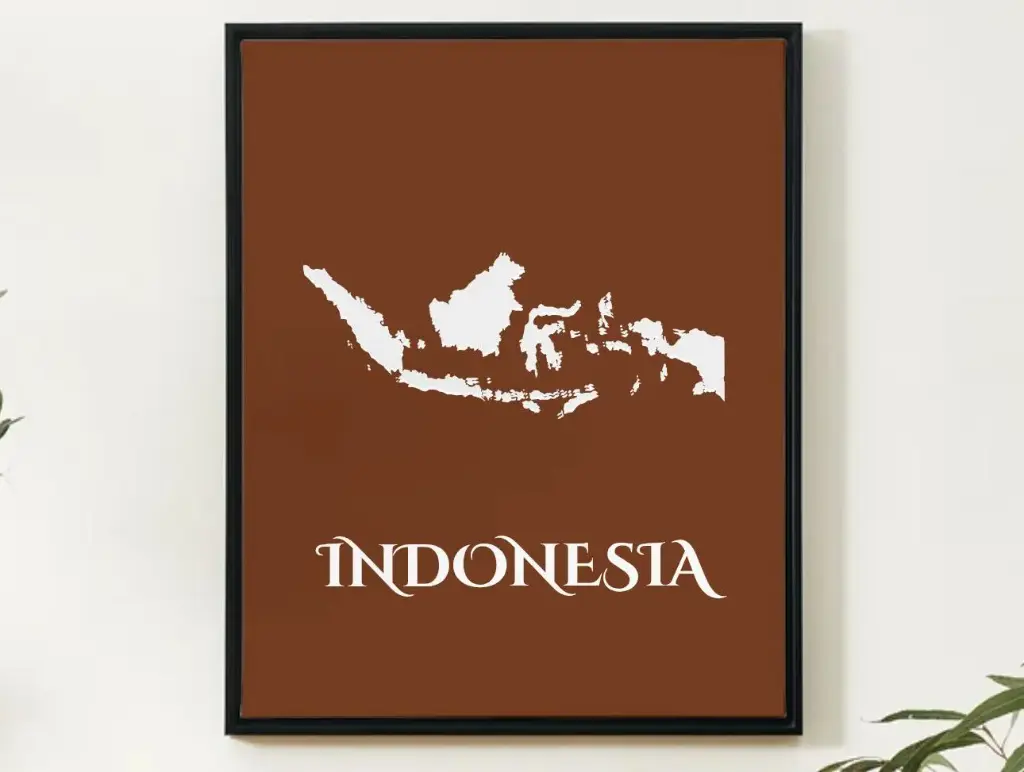 Indonesia Wall Art Map Print Minimalist Style