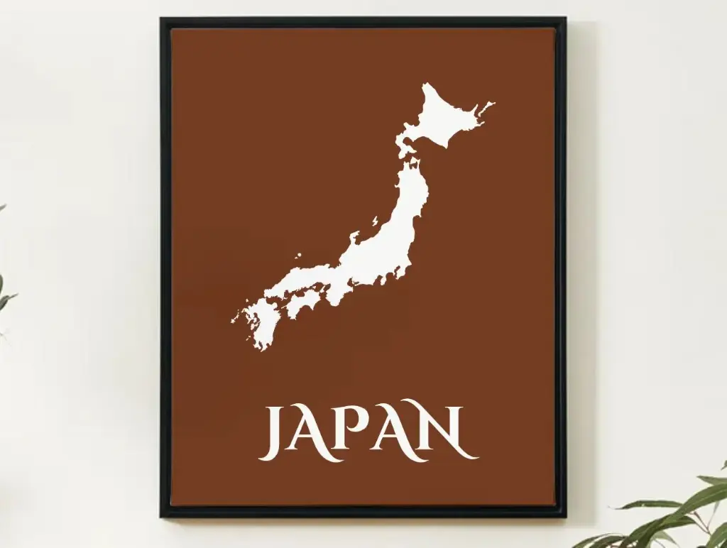 Japan Wall Art Map Print Minimalist Style