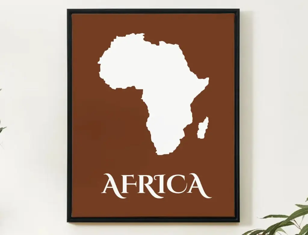 Africa Wall Art Map Print Minimalist Style