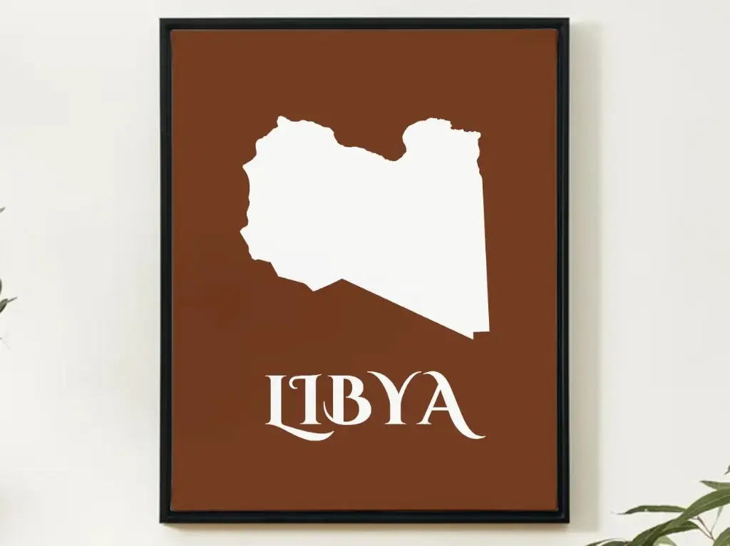 Libya Wall Art Map Print Minimalist Style
