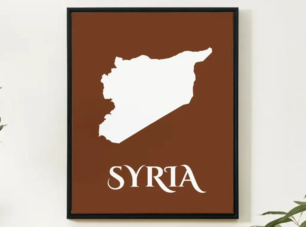 Syria Wall Art Map Print Minimalist Style