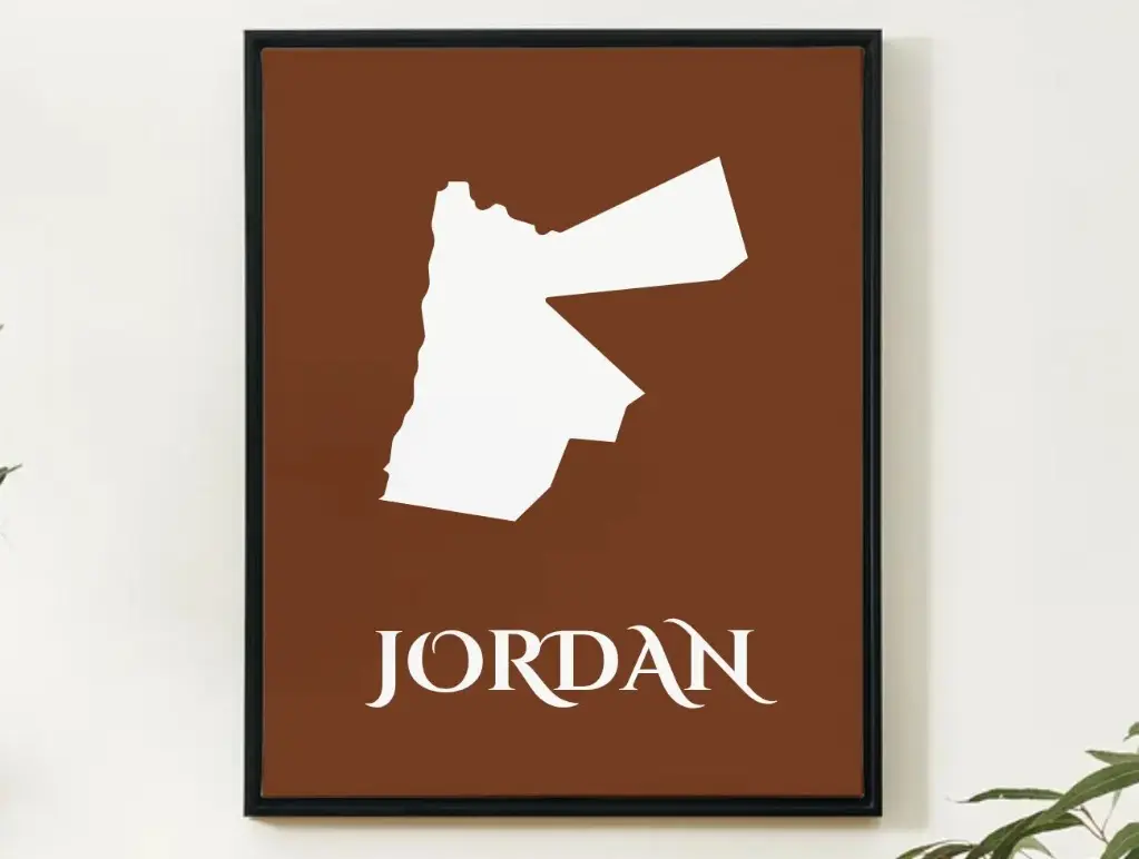 Jordan Wall Art Map Print Minimalist Style