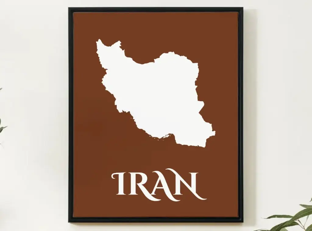Iran Wall Art Map Print Minimalist Style