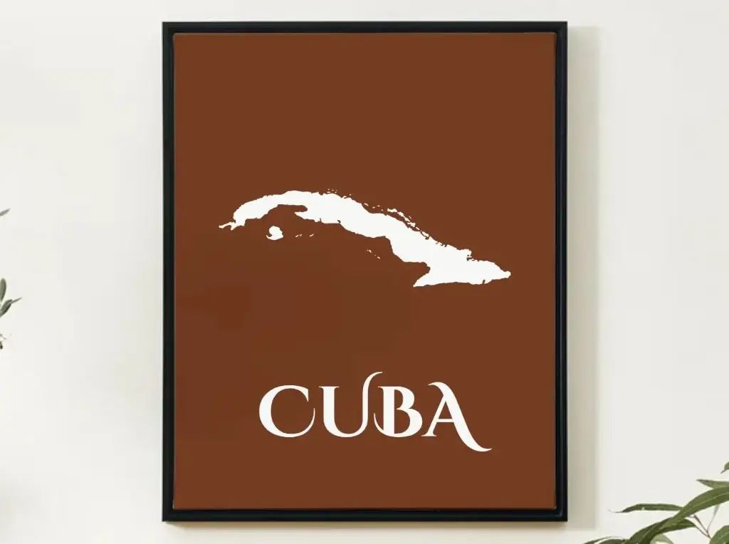 Cuba Wall Art Map Print Minimalist Style