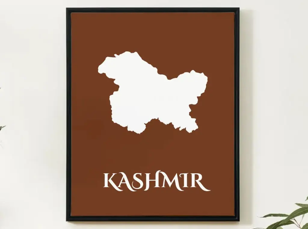 Kashmir Wall Art Map Print Minimalist Style