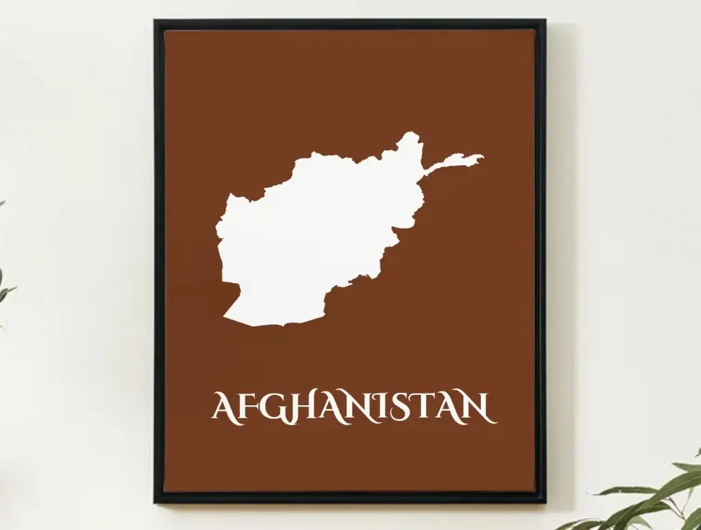 Afghanistan Wall Art Map Print Minimalist Style