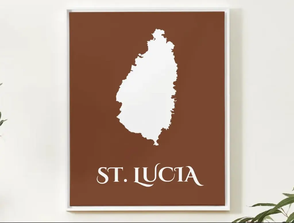 Saint Lucia Wall Art Map Print Minimalist Style