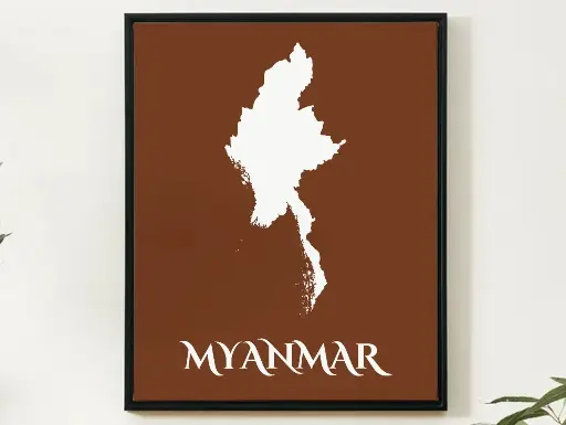 Myanmar Wall Art Map Print Minimalist Style