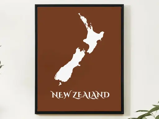 New Zealand Wall Art Map Print Minimalist Style