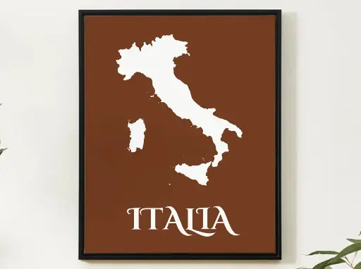 Italy Wall Art Map Print Minimalist Style