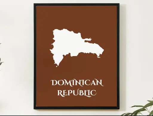 Dominican Republic Wall Art Map Print Minimalist Style