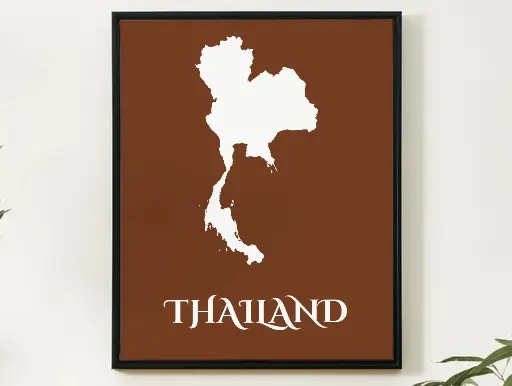 Thailand Wall Art Map Print Minimalist Style