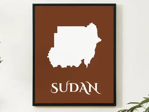 Sudan Wall Art Map Print Minimalist Style