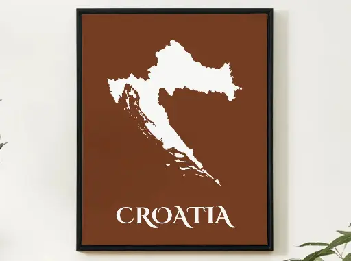 Croatia Wall Art Map Print Minimalist Style