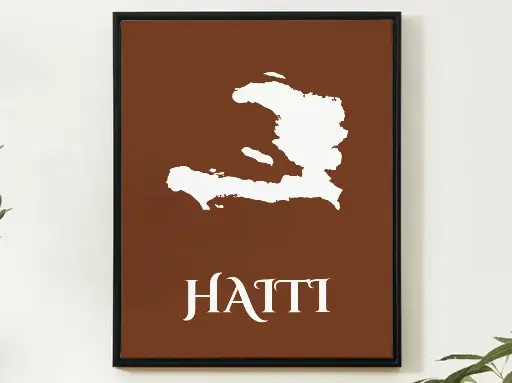 Haiti Wall Art Map Print Minimalist Style