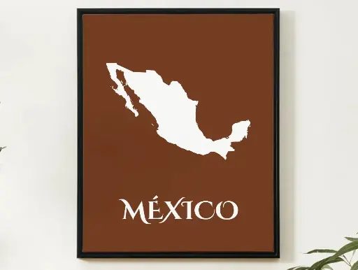 Mexico Wall Art Map Print Minimalist Style