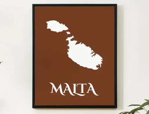 Malta Wall Art Map Print Minimalist Style