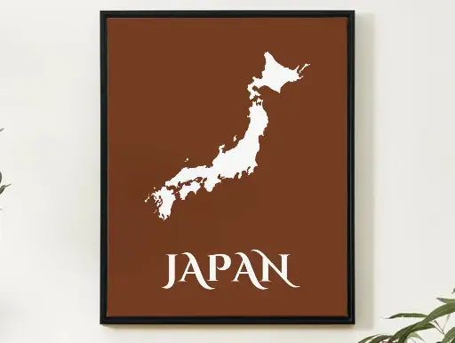 Japan Wall Art Map Print Minimalist Style