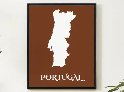 Portugal Wall Art Map Print Minimalist Style
