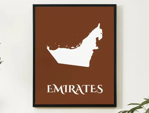 Emirates Wall Art Map Print Minimalist Style