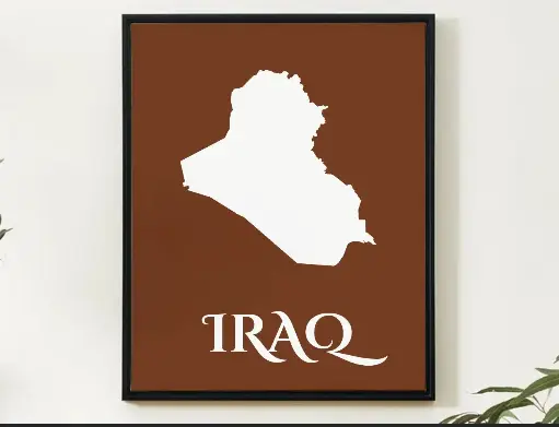 Iraq Wall Art Map Print Minimalist Style
