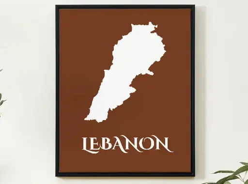 Lebanon Wall Art Map Print Minimalist Style