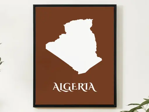Algeria Wall Art Map Print Minimalist Style