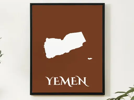 Yemen Wall Art Map Print Minimalist Style