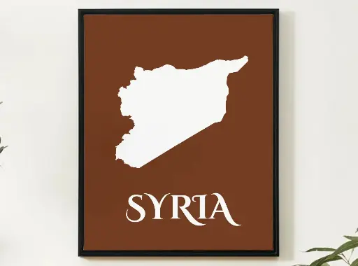 Syria Wall Art Map Print Minimalist Style