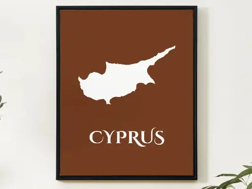 Cyprus Wall Art Map Print Minimalist Style