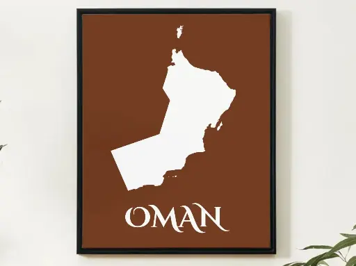 Oman Wall Art Map Print Minimalist Style
