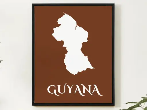 Guyana Wall Art Map Print Minimalist Style