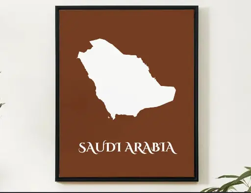 Saudi Arabia Wall Art Map Print Minimalist Style