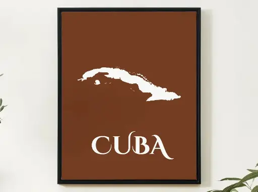 Cuba Wall Art Map Print Minimalist Style