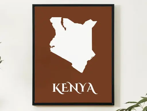 Kenya Wall Art Map Print Minimalist Style