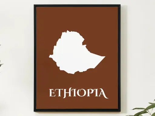 Ethiopia Wall Art Map Print Minimalist Style