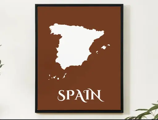 Spain Wall Art Map Print Minimalist Style