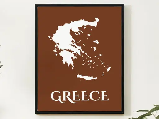 Greece Wall Art Map Print Minimalist Style
