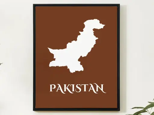 Pakistan Wall Art Map Print Minimalist Style