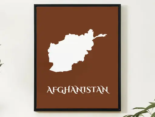 Afghanistan Wall Art Map Print Minimalist Style