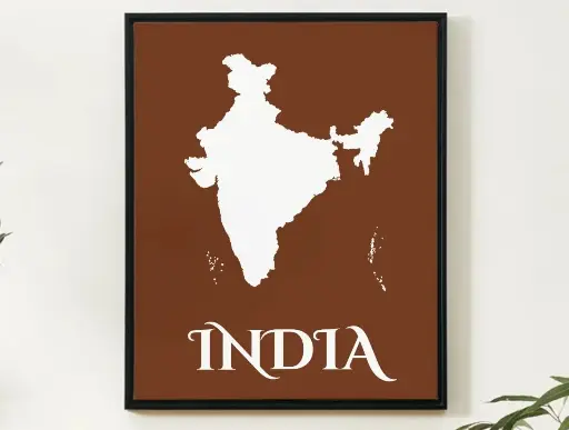 India Wall Art Map Print Minimalist Style