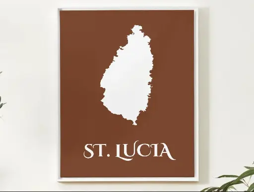 Saint Lucia Wall Art Map Print Minimalist Style