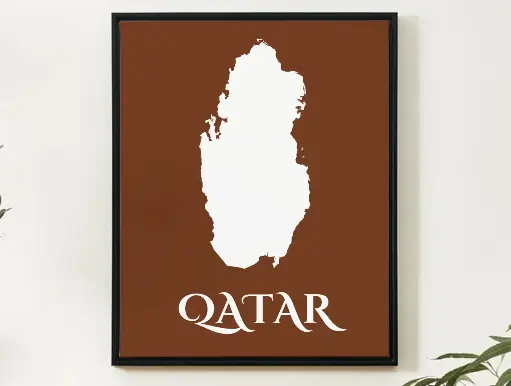 Qatar Wall Art Map Print Minimalist Style