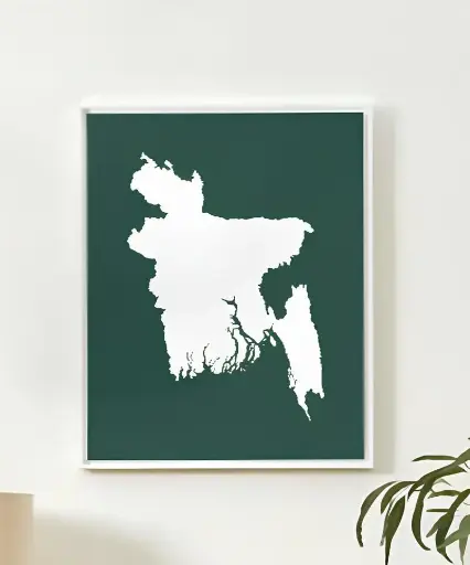 Bangladesh Wall Art Map Print Minimalist Style On Green